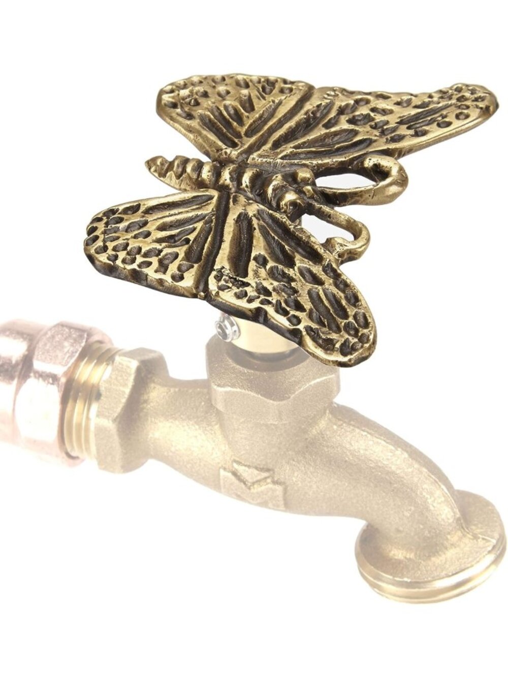 Decorative Brass Butterfly Outdoor Faucet Handle with Universal Adapter - DIY